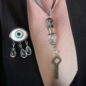 Gothy Glass Figa & Key Pendant